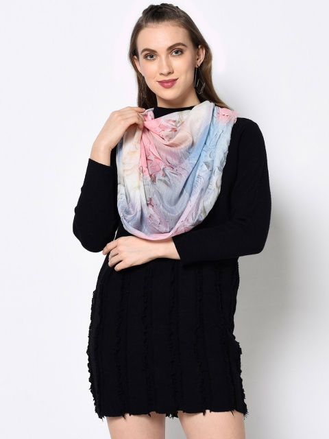 

J Style Women Pink & Blue Printed Stole