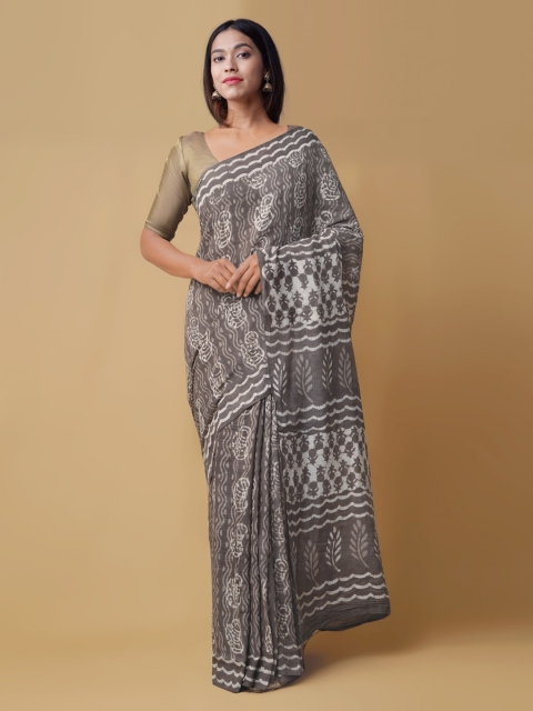 

Unnati Silks Grey Pure Cotton Printed Kota Saree