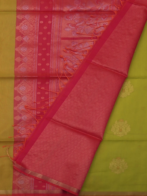 

Pothys Green & Red Silk Cotton Woven Design Saree