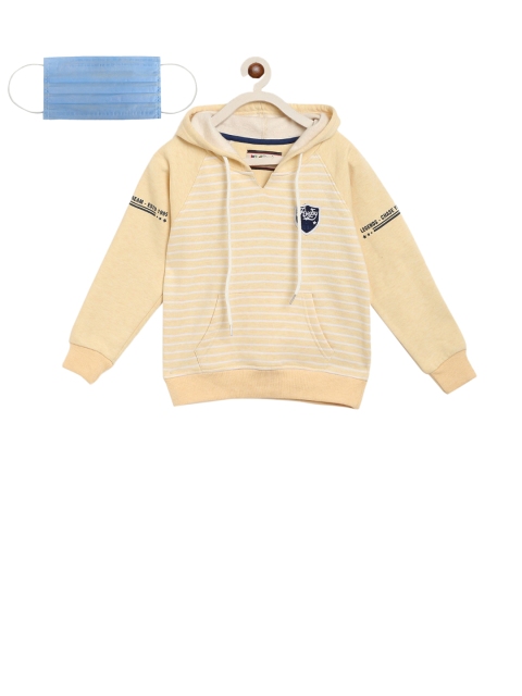 

Lil Tomatoes Boys Yellow White Striped Hooded Sweatshirt