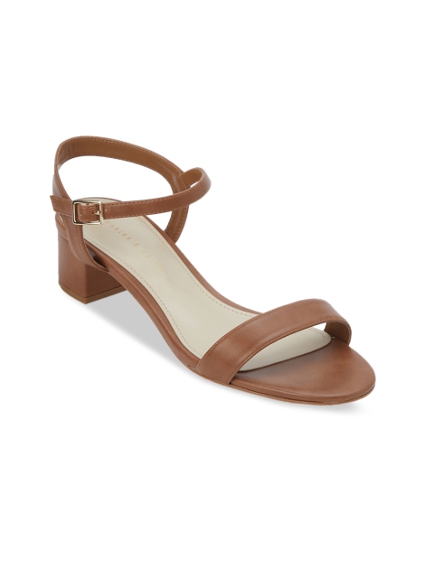 

CHARLES & KEITH Women Camel Brown Solid Open Toe Heels