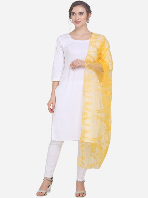 

mf Yellow Embroidered Dupatta