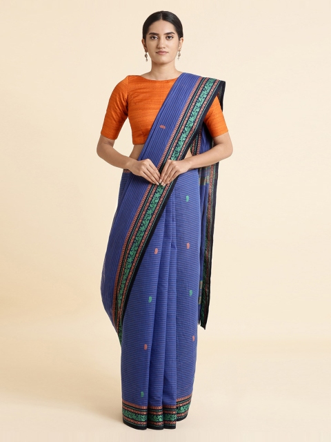 

Taneira Blue Handwoven Pure Cotton Jamdani Sustainable Saree
