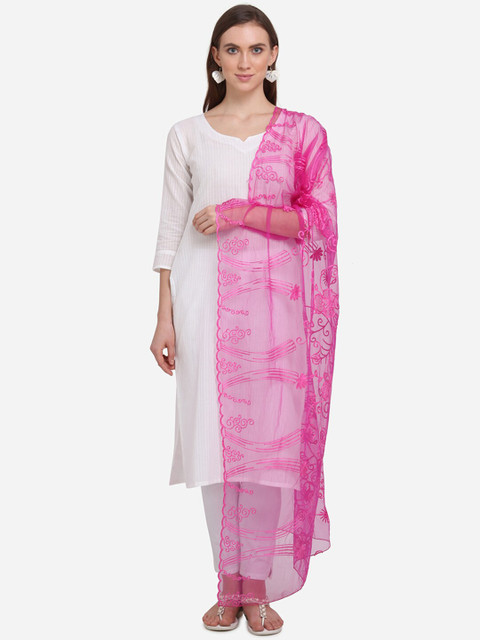 

mf Pink Embroidered Dupatta