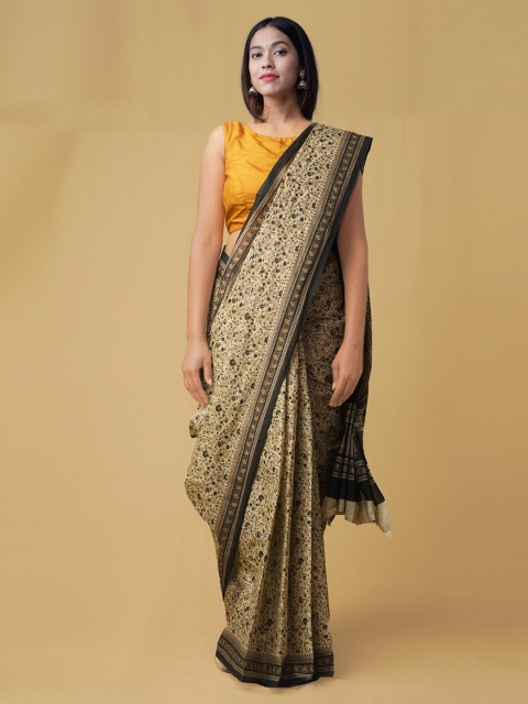 

Unnati Silks Beige & Green Pure Cotton Printed Saree