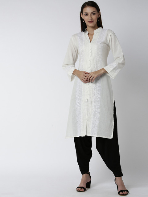 

Soch Women White Yoke Design Straight Kurta