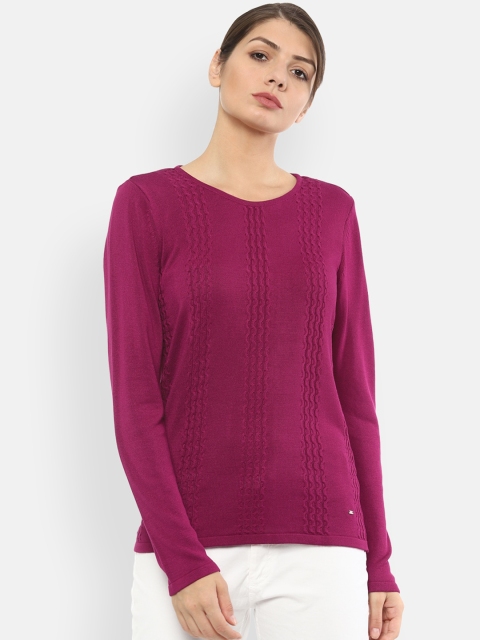 

Van Heusen Woman Women Pink Self Design Pullover Sweater