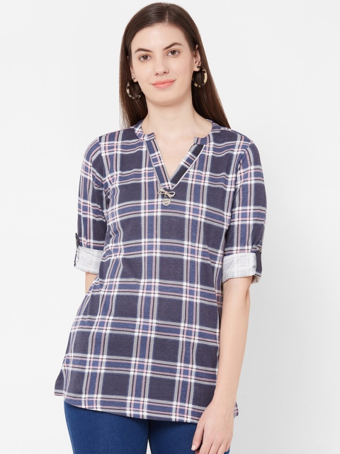 

Juliet Women Grey Checked Shirt Style Top