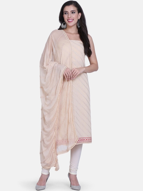 

BOMBAY SELECTIONS Cream-Coloured Poly Georgette Unstitched Dress Material