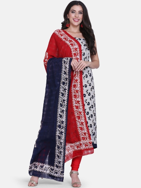 

BOMBAY SELECTIONS Grey & Navy Blue Cotton Blend Unstitched Dress Material