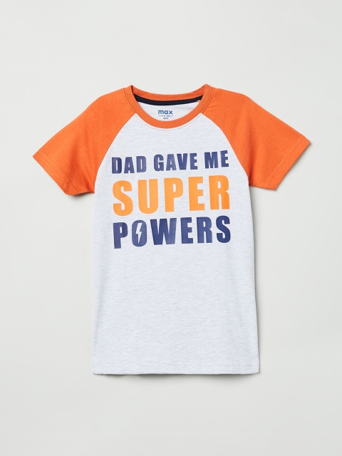 

max Boys Grey Printed Round Neck T-shirt