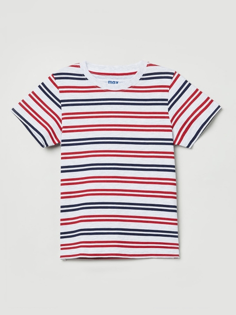 

max Boys Multicoloured Striped Round Neck T-shirt, Multi