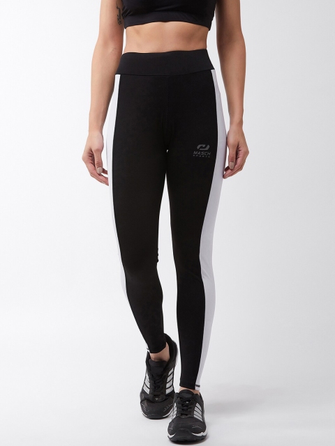 

Masch Sports Women Black & White Colourblocked Rapid Dry Tights