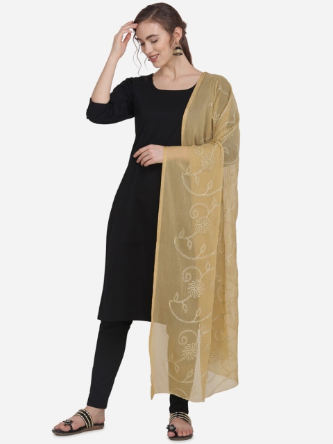 mf Beige Embroidered Dupatta