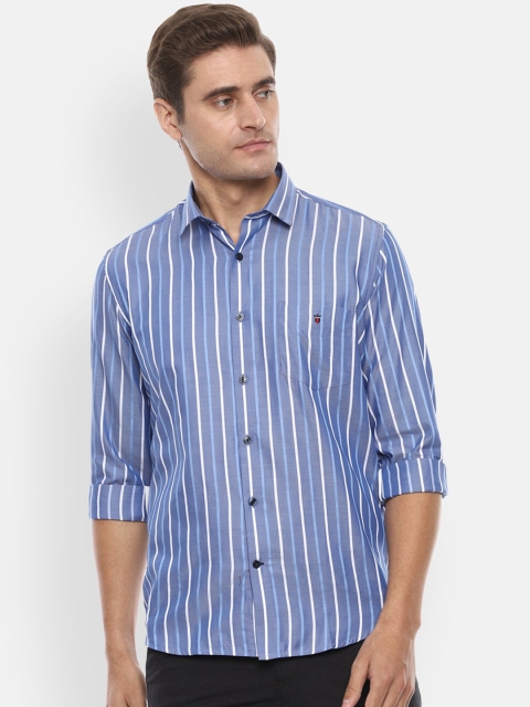 

Louis Philippe Sport Men Blue & White Regular Fit Striped Casual Shirt