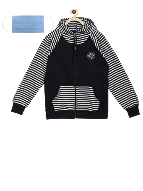 

Lil Tomatoes Boys Navy Blue Solid Hooded Sweatshirt WithMask