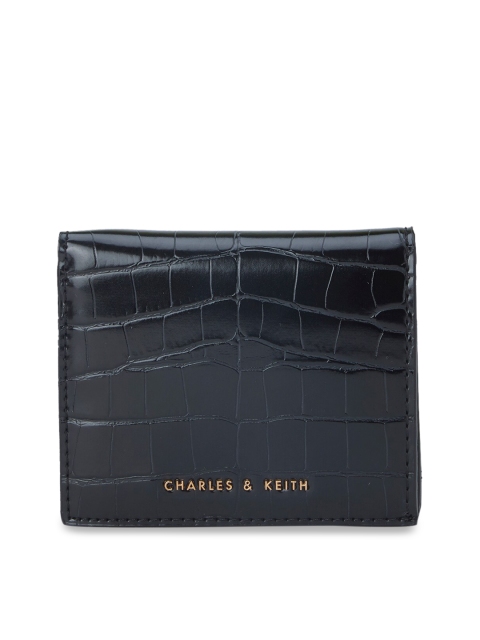 

CHARLES & KEITH Women Black Textured Two Fold Wallet