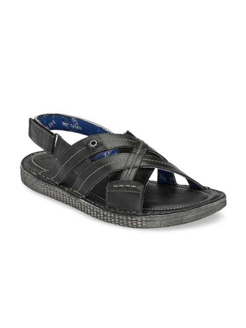

Hitz Men Grey Solid Leather Comfort Sandals