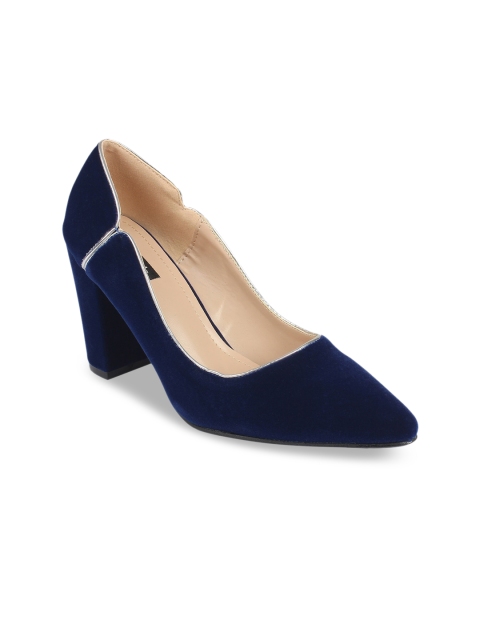 

Flat n Heels Women Navy Blue Solid Block Heels
