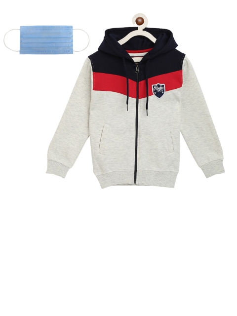 

Lil Tomatoes Boys Grey Black Colourblocked Hooded Sweatshirt