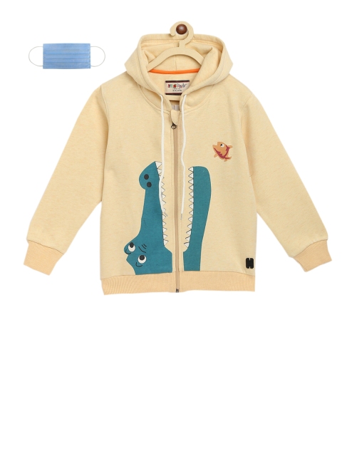 

Lil Tomatoes Boys Yellow Printed Hooded Sweatshirt