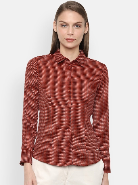 

Van Heusen Woman Women Red & Black Slim Fit Micro Print Formal Shirt