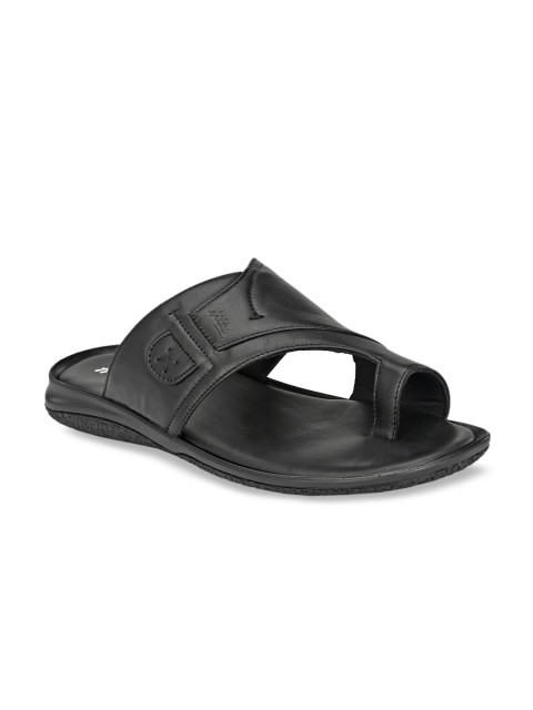 

Hitz Men Black Leather Comfort Sandals