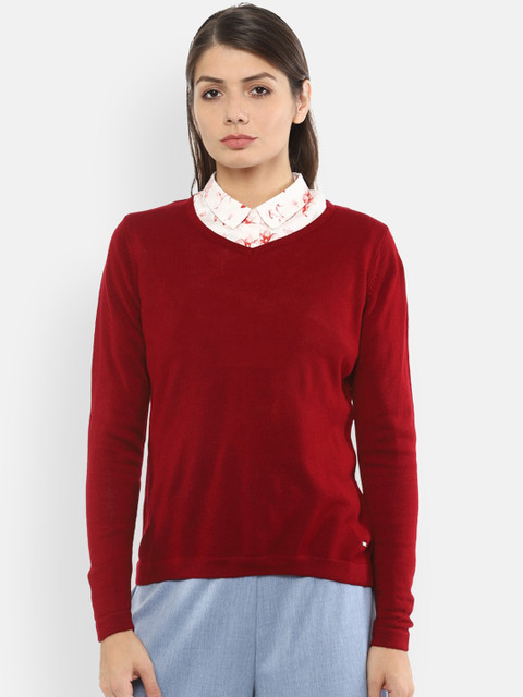 

Van Heusen Woman Women Maroon Solid Acrylic Pullover Sweater