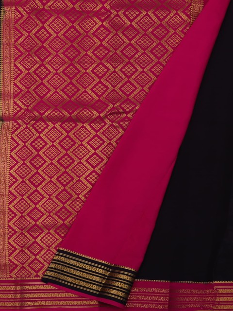 

Pothys Purple & Black Pure Silk Woven Design Mysore Silk Saree