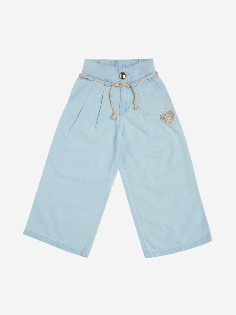 

VITAMINS Girls Blue Wide Leg Mid-Rise Clean Look Jeans