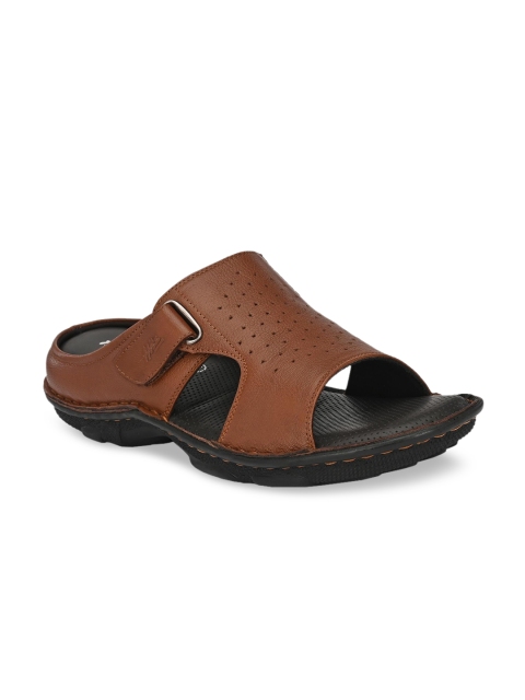 

Hitz Men Tan Brown Solid Leather Comfort Sandals