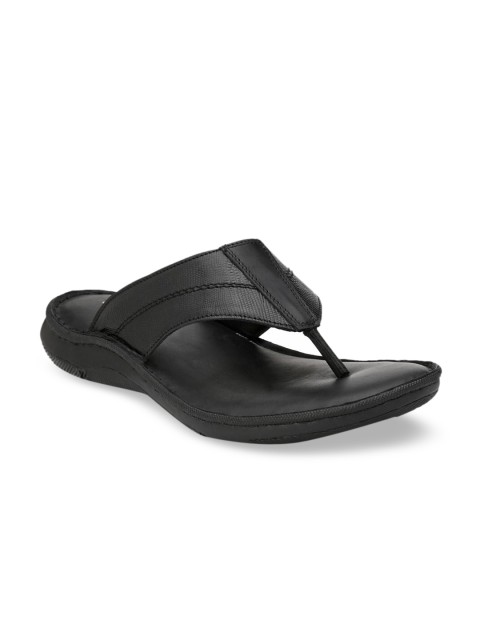 

Hitz Men Black Leather Comfort Sandals