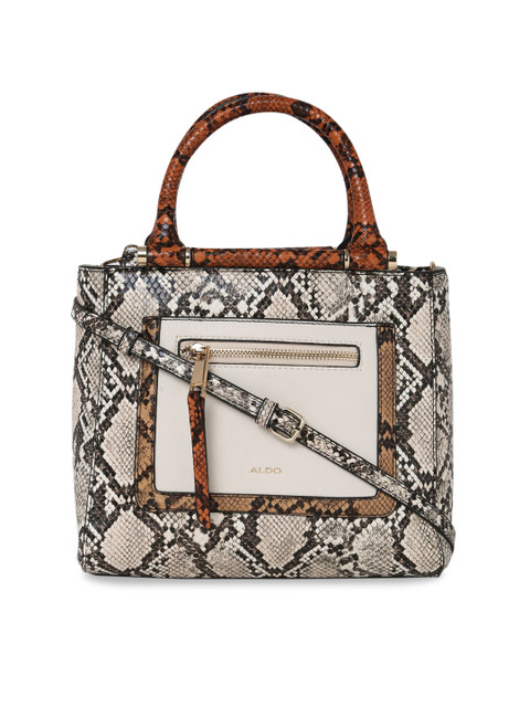

ALDO Beige & Black Animal Printed Handheld Bag