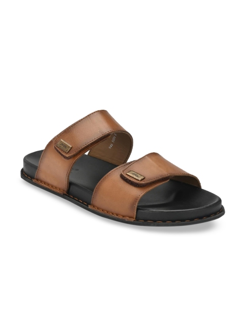 

Hitz Men Tan Brown Leather Comfort Sandals