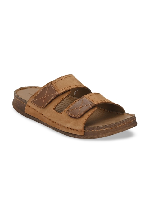 

Hitz Men Tan Brown Leather Comfort Sandals