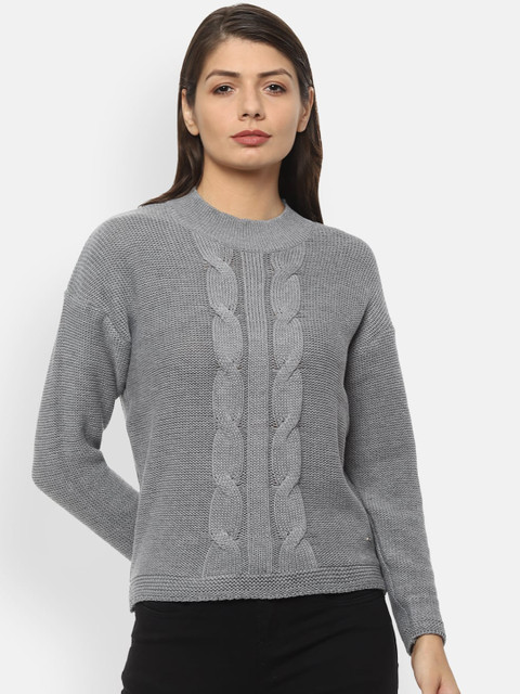 

Van Heusen Woman Women Grey Self Design Pullover Sweater