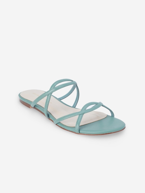 

CHARLES & KEITH Women Green Colourblocked PU Open Toe Flats
