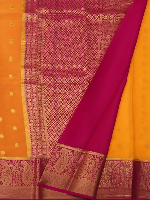 

Pothys Yellow & Magenta Pure Silk Woven Design Saree