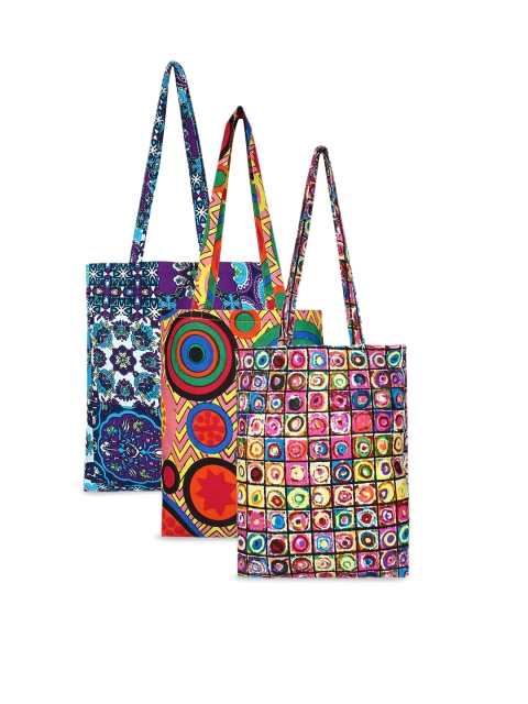 

Anekaant Pack of 3 Multicoloured Printed Tote Bag, Multi