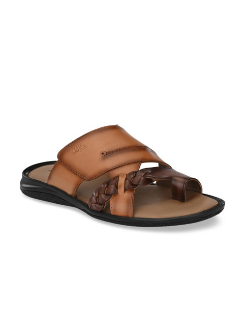 

Hitz Men Tan Brown Leather Comfort Sandals