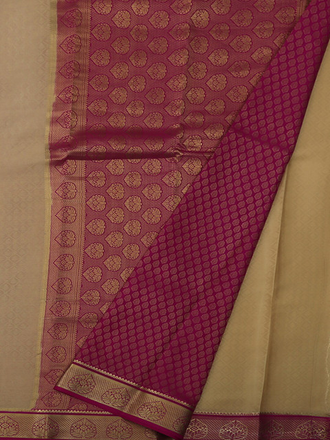 

Pothys Beige & Maroon Pure Silk Woven Design Mysore Silk Saree