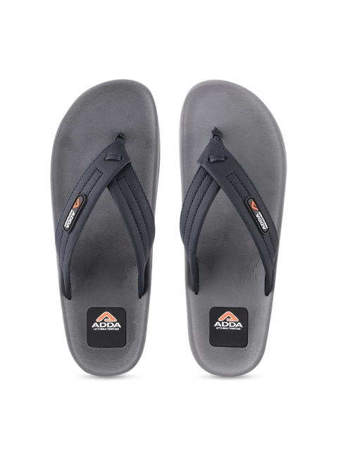 

Adda Men Grey & Navy Blue Solid Thong Flip-Flops
