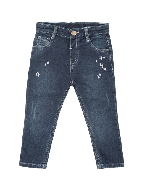 

Donuts Girls Blue Regular Fit Mid-Rise Low Distress Jeans