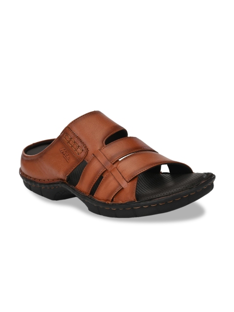 

Hitz Men Tan Brown Leather Comfort Sandals