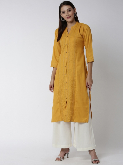 

Soch Women Mustard Yellow Solid A-Line Kurta