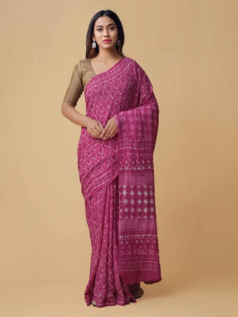 

Unnati Silks Pink Dyed Kota Saree