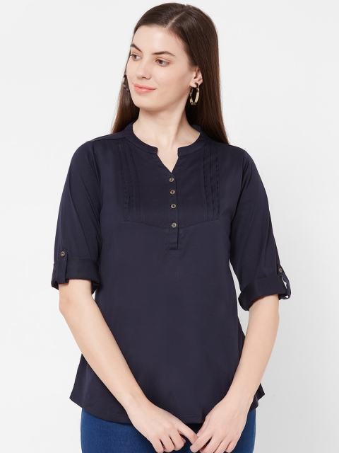 

Juliet Women Navy Blue Solid Shirt Style Top
