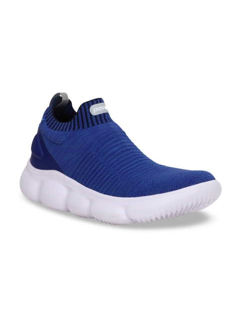 

Power Men Blue Woven Design Mesh Mid-Top Slip-On Sneakers