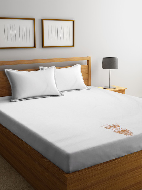 

DECOREALM White Solid 300 TC Cotton 1 King Bedsheet with 2 Pillow Covers
