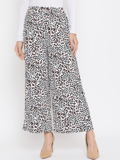 

Crimsoune Club Women White & Black Relaxed Regular Fit Printed Parallel Trousers